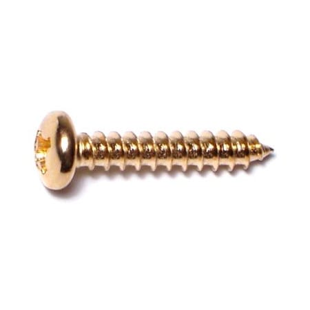 Sheet Metal Screw, #6 X 3/4 In, Brass Steel Pan Head Phillips Drive, 50 PK